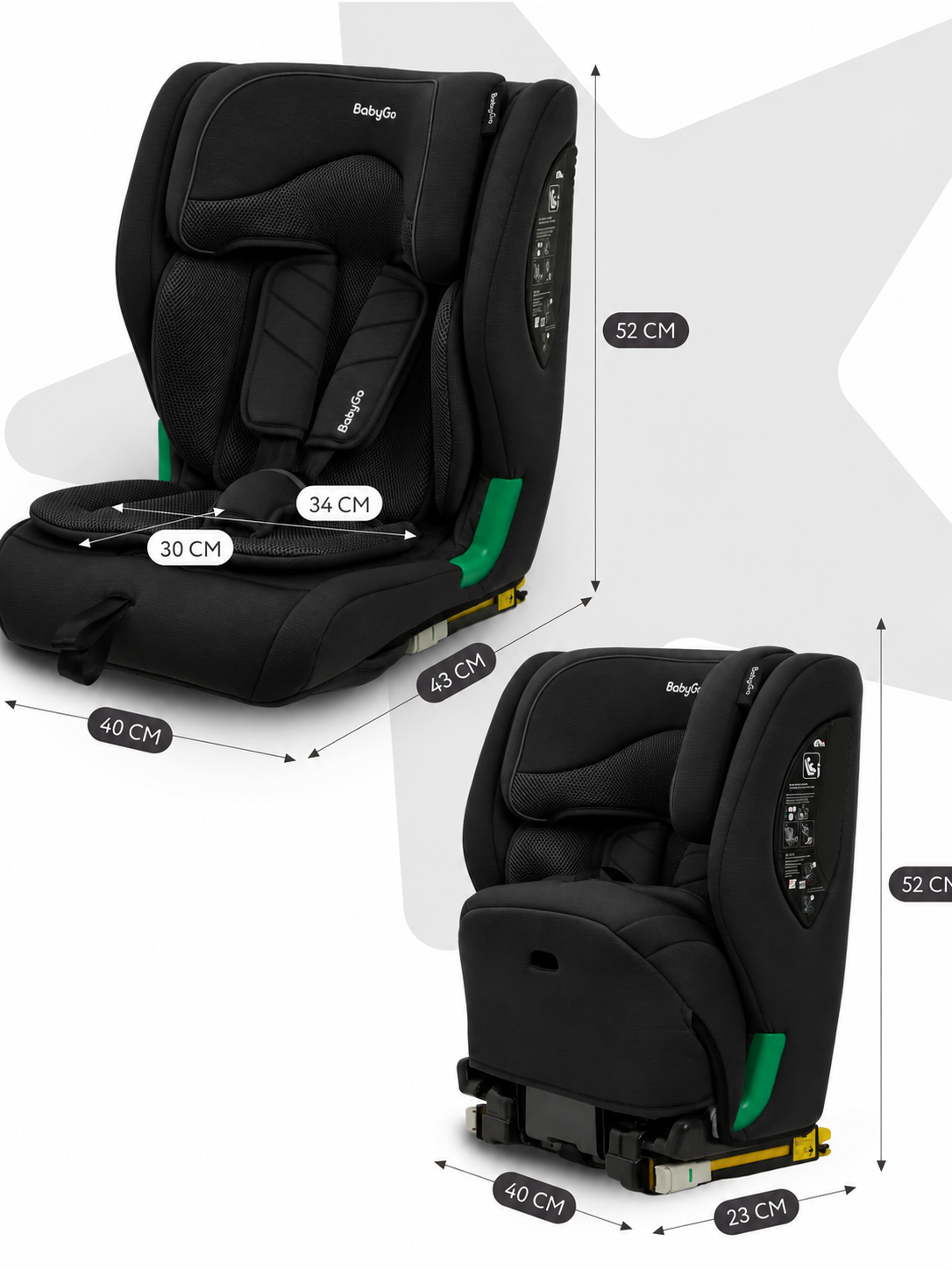 Автокресло BabyGo Flex Isofix 1/2/3 (9-36 кг) черный - фото 3