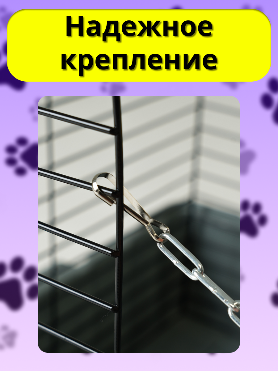 Гамак для грызунов PetiPet коричневый голубой 30х30 двухъярусный - фото 5