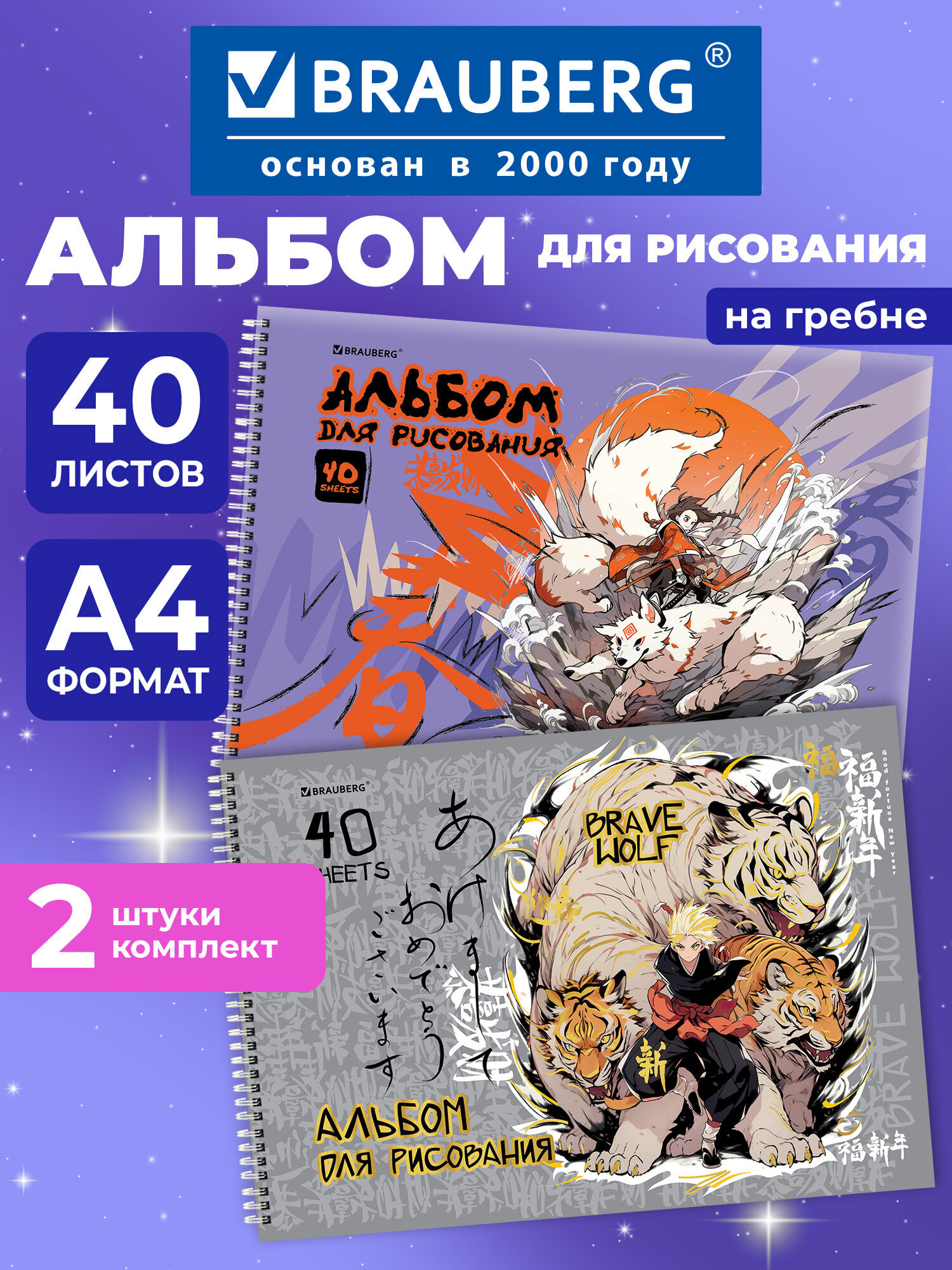 Альбом Brauberg А4 40 лист. 2 шт. - фото 1