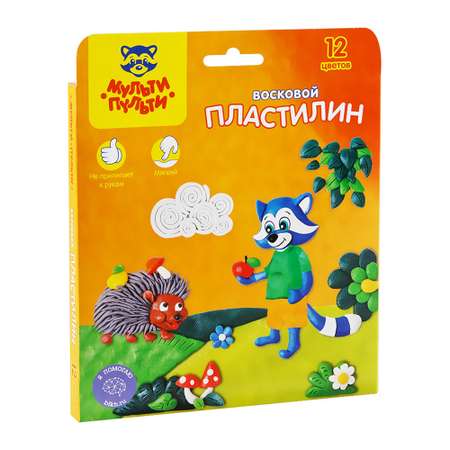 Пластилин Мульти Пульти восковой 12 цв.