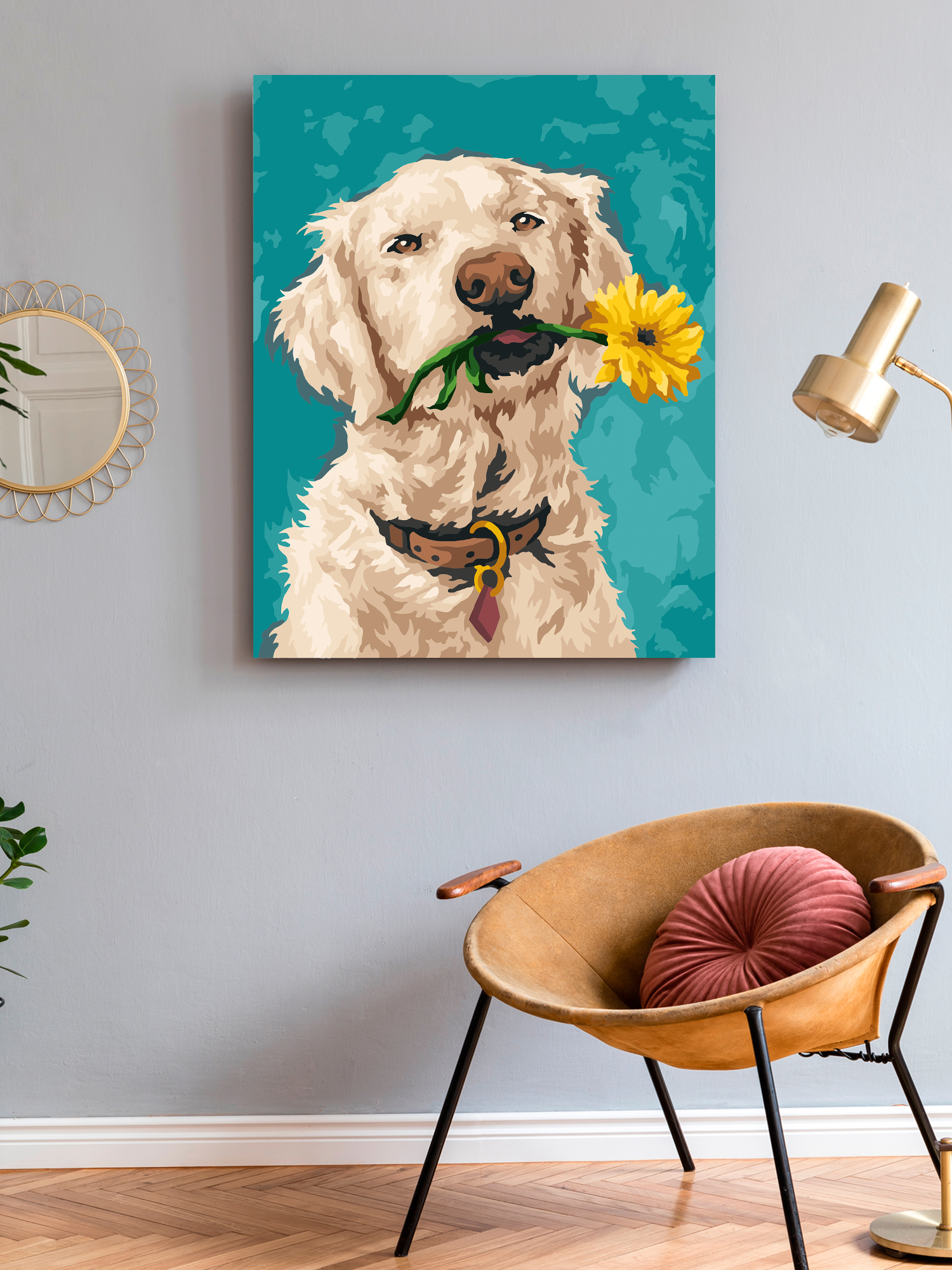 Картина по номерам Art on Canvas Собака с цветком в ассортименте - фото 3