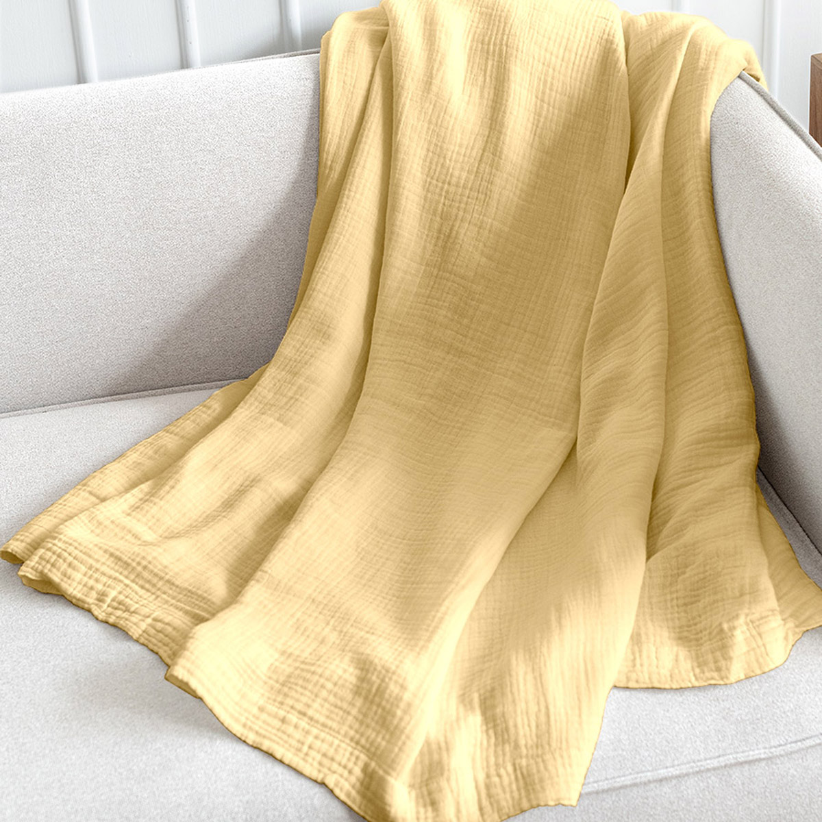 Ткань муслин TBY двухслойный жатый 1.3м х 2м – желтый - фото 8