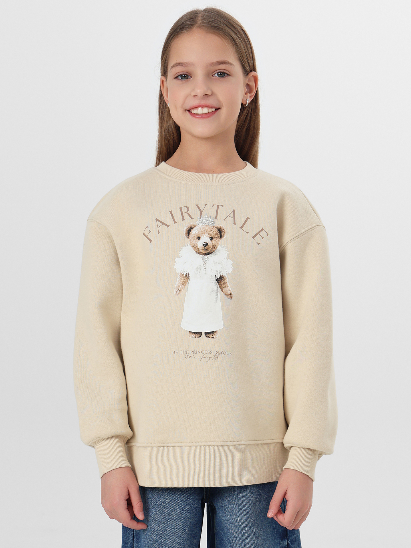 Изображение товара Детский хлопковый свитшот оверсайз для девочек Mark Formelle