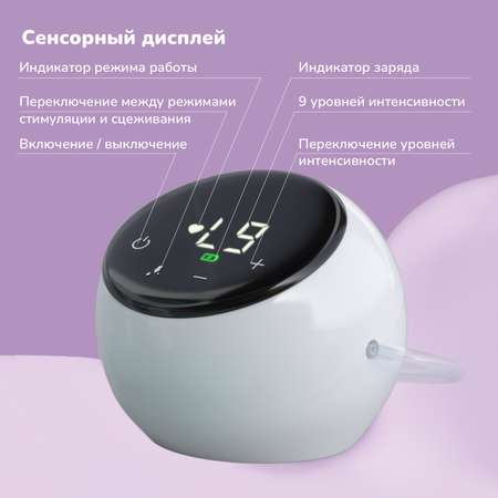 Электронный молокоотсос Lubby двухфазный с бутылочкой для кормления 9 уровней