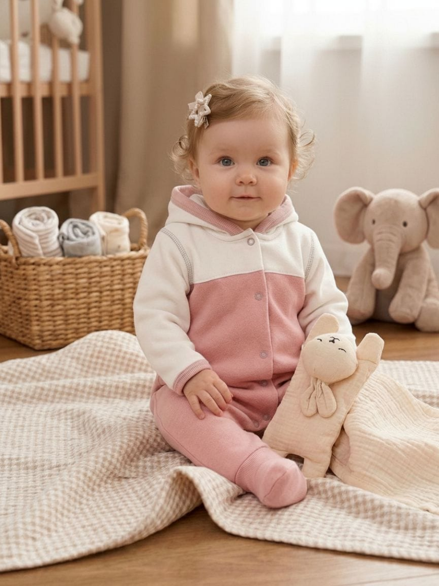 Изображение товара Детский комбинезон ТРИЯ размер 74 из теплого премиум футера с капюшоном