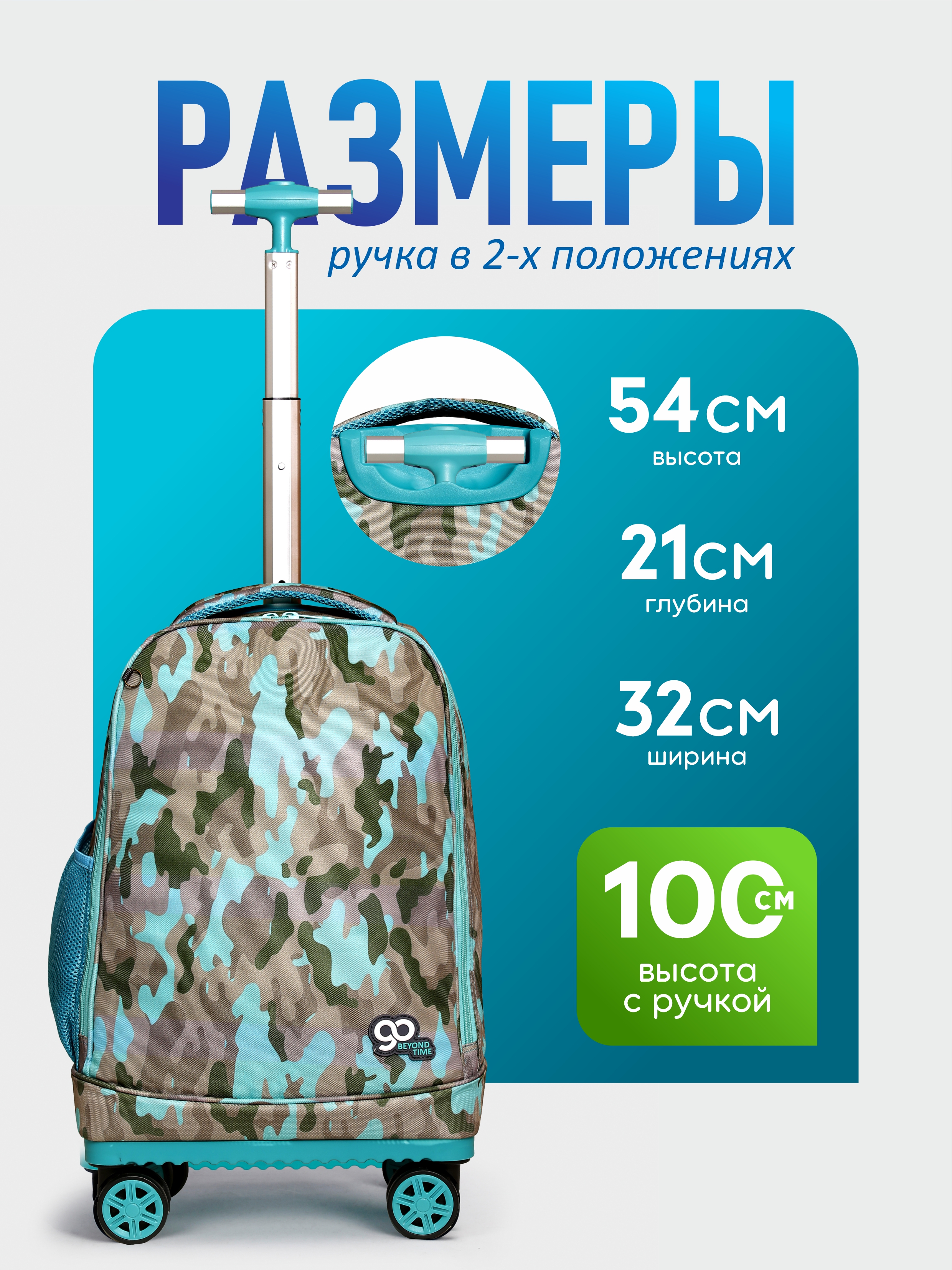 Чемодан Beyond time Камуфляж бирюзовый - фото 2