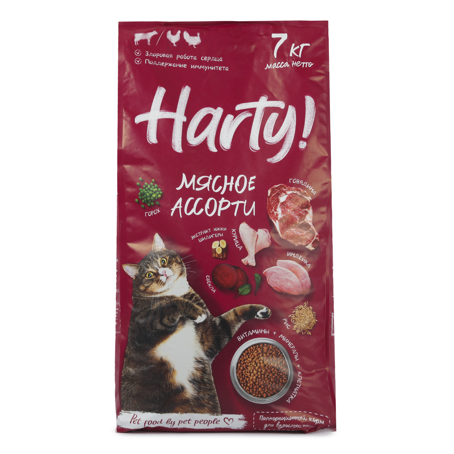 Корм для кошек Harty 7кг Мясное ассорти для взрослых полнорационный сухой - фото 1