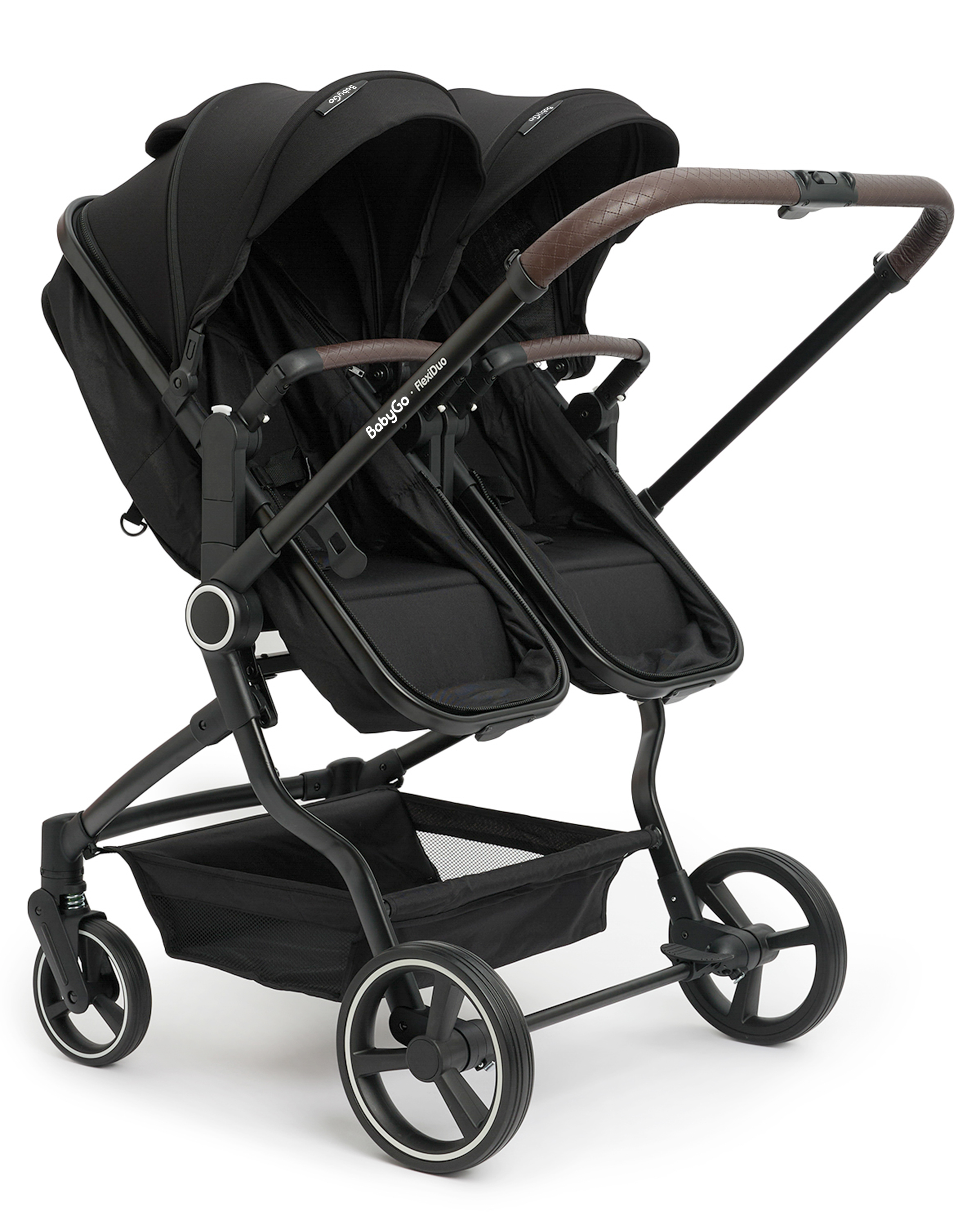 Коляска прогулочная для двойни BabyGo Flexi Duo New черный - фото 20