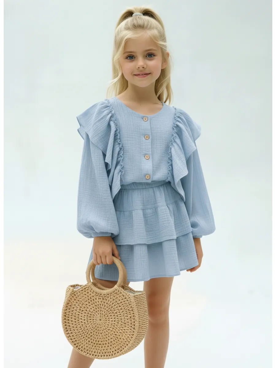 Костюм Leli dress костюм_муслин_с_юбкой_голубой - фото 9