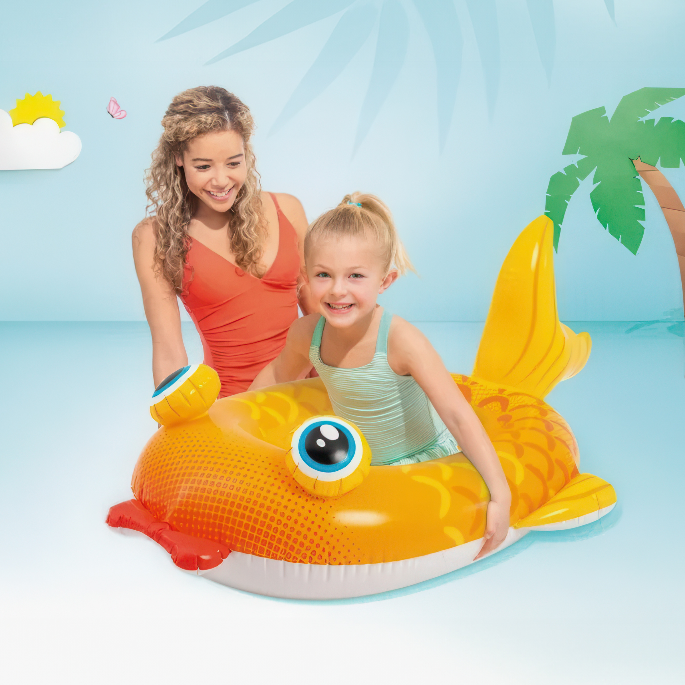 Лодка детская надувная Intex Золотая рыбка 132х94см Pool Cruisers от 3-6 лет до 27 кг - фото 2