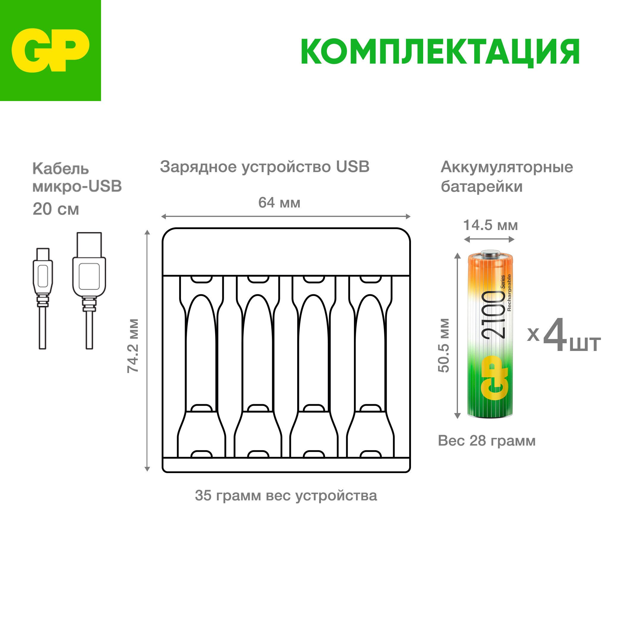 Зарядное устройство GP для аккумуляторов E411210AAHC-2CRB4 - фото 2