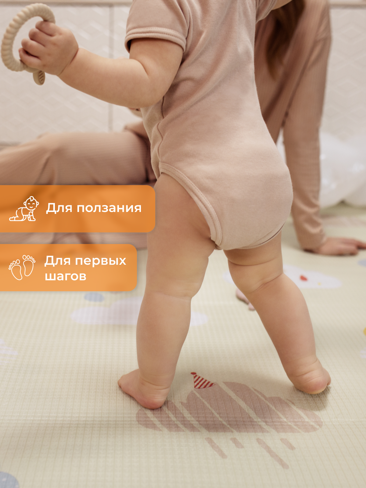 Развивающий коврик детский Mamagoods для ползания складной двусторонний игровой 145 x 180 см Мишки на велосипедах и Лес - фото 11