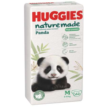 Подгузники Huggies Naturemade Panda 3 (5-9кг) 62 шт.