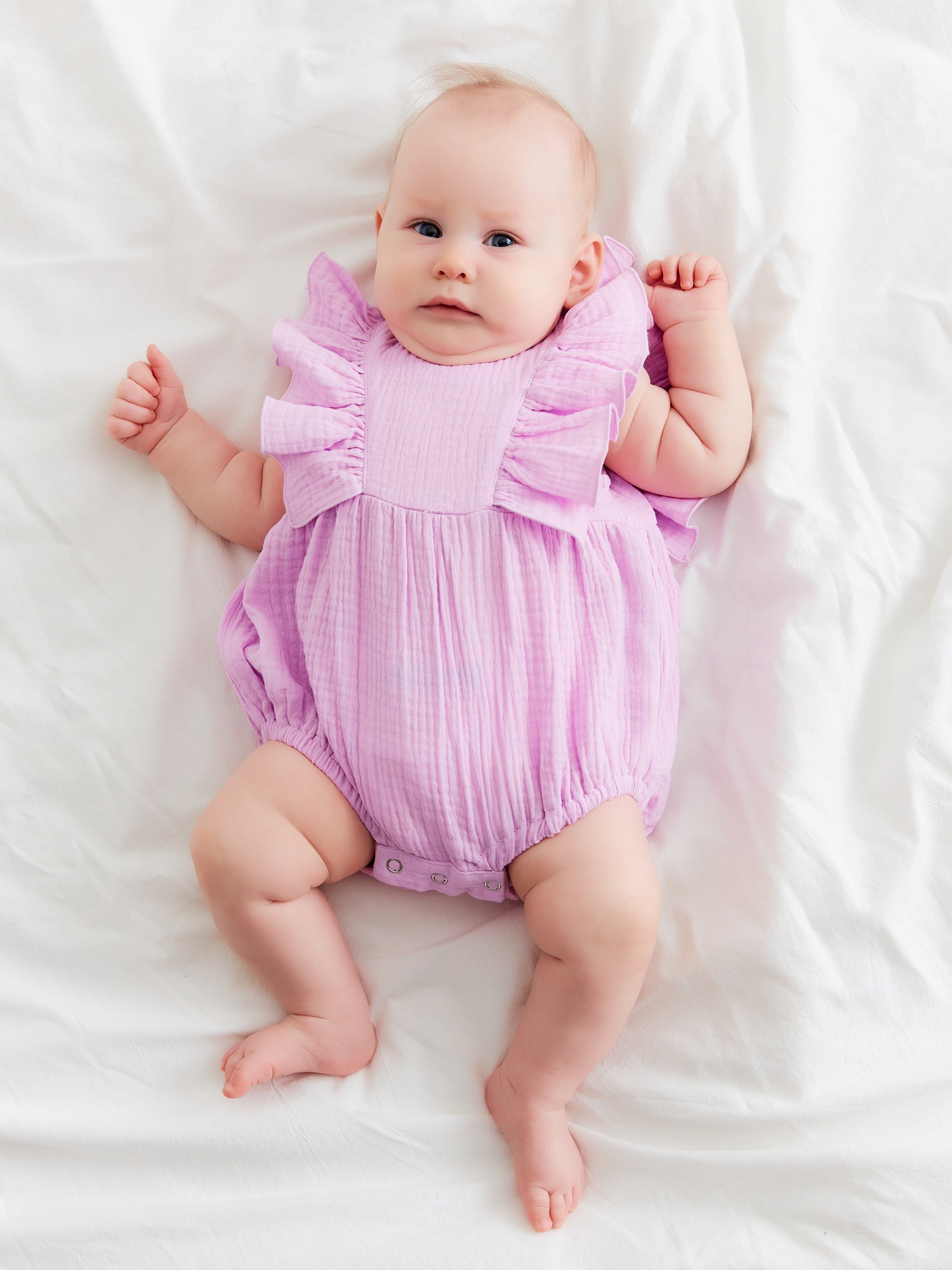 Изображение товара Детское боди MINAKU из натурального хлопкового муслина лилового цвета