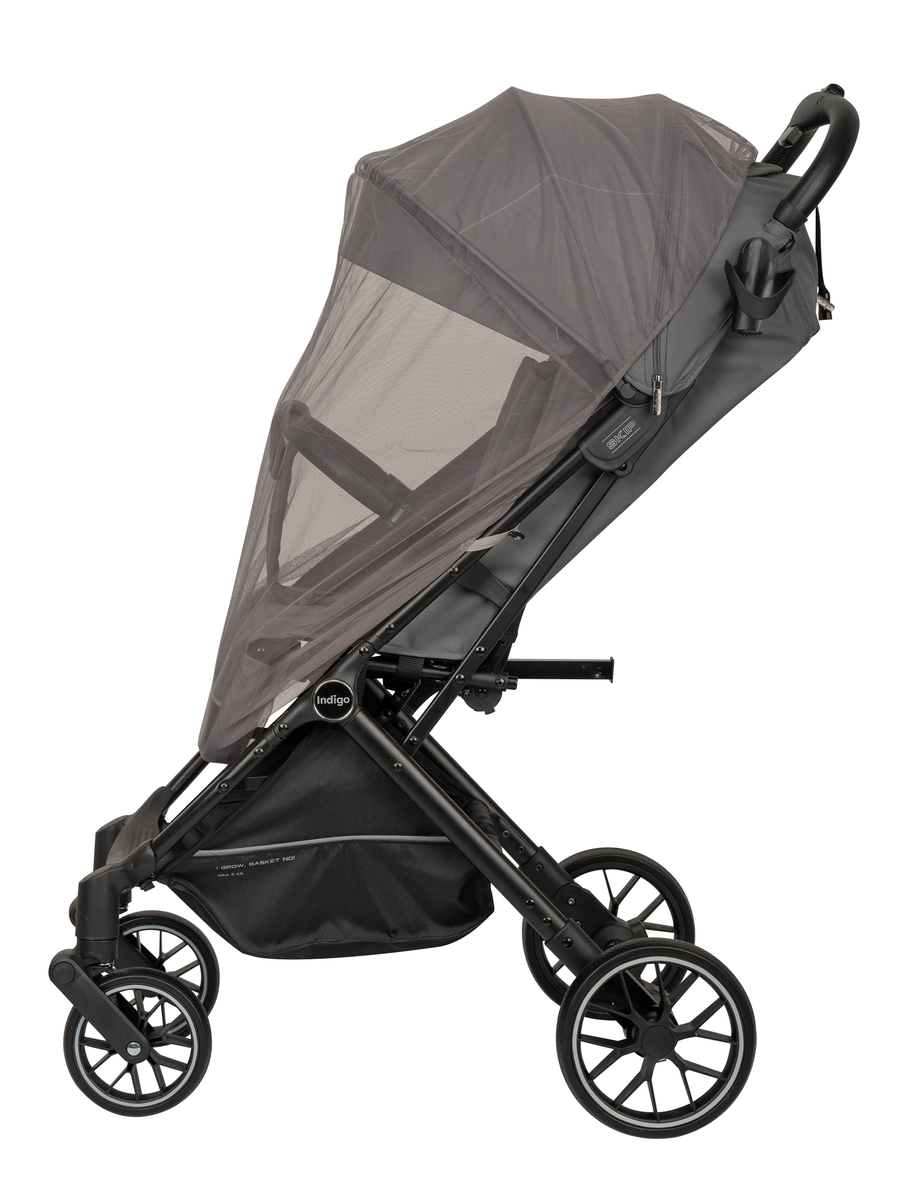 Коляска прогулочная Indigo Skip для путешествий, т.-серый серый - фото 16