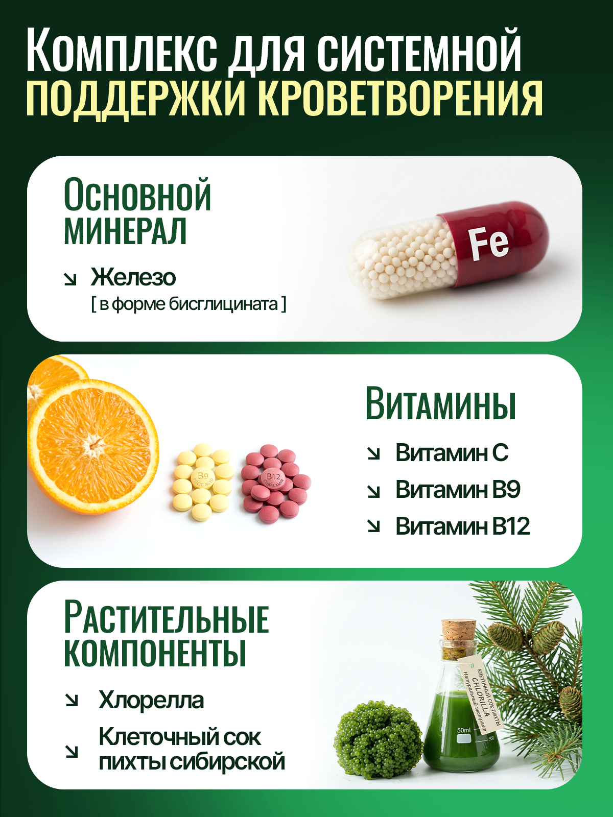 Железо хелат фолиевая кислота Green Leaf Formula витамины для беременных и кормящих женщин и для мужчин 600 мг 30 капсул - фото 3
