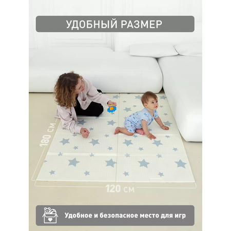 Коврик детский для ползания METOMI Веселые животные/Звезды