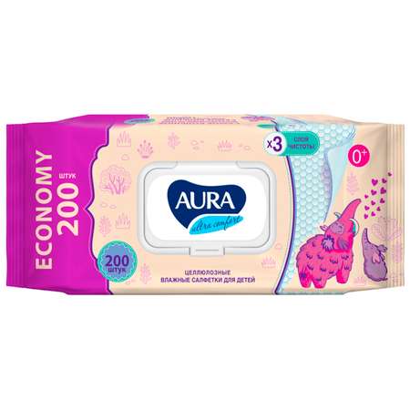 Влажные салфетки AURA 200 шт.
