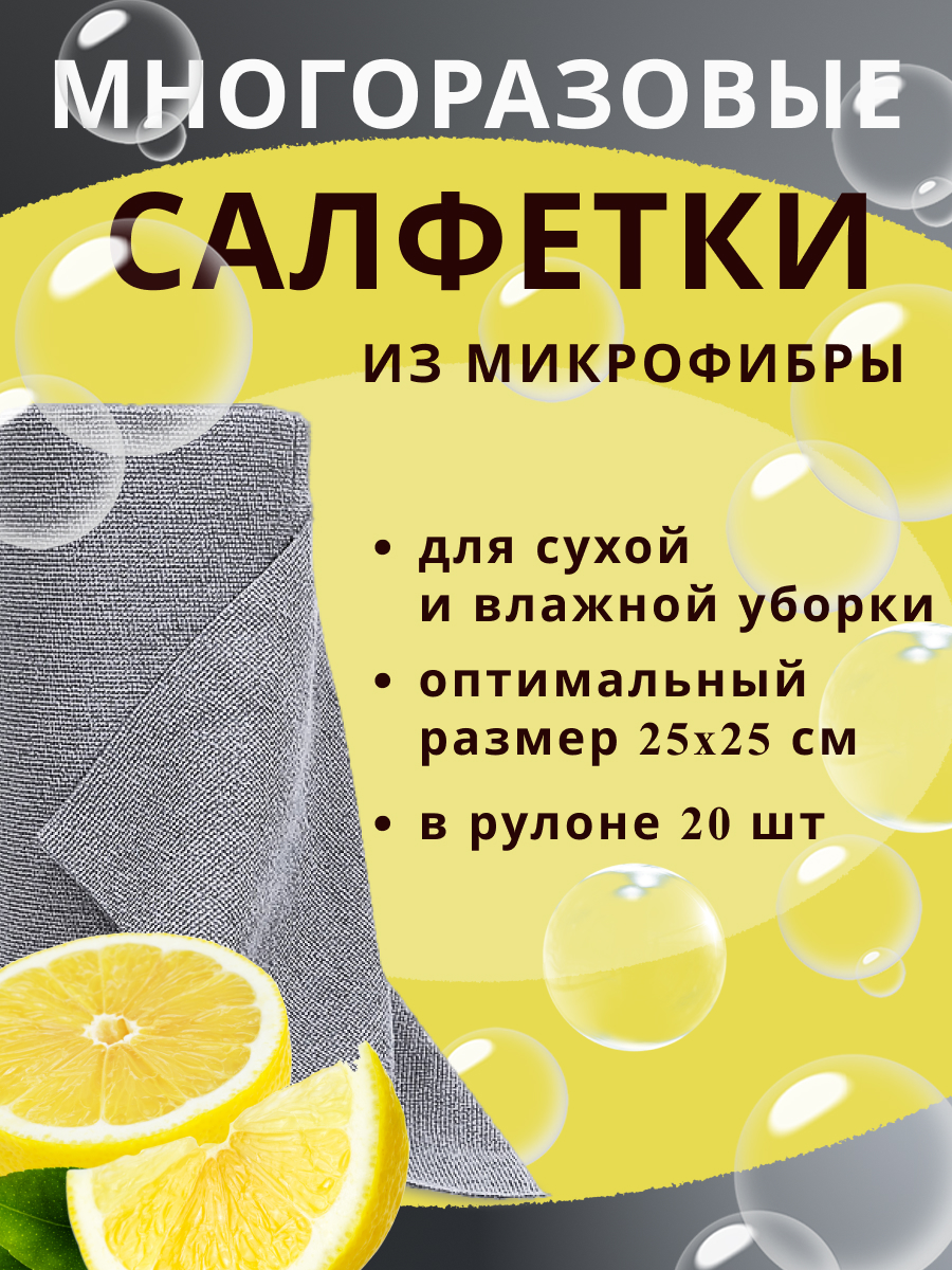 Тряпки рулонные NMF Limon Многоразовые салфетки для уборки - фото 1