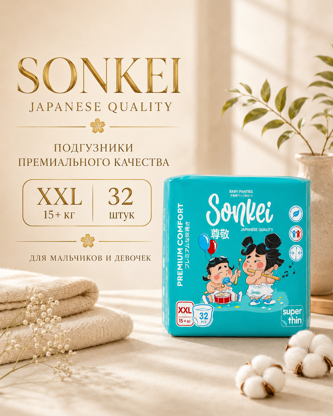 Трусики Sonkei ультратонкие XXL 32 шт. - фото 1