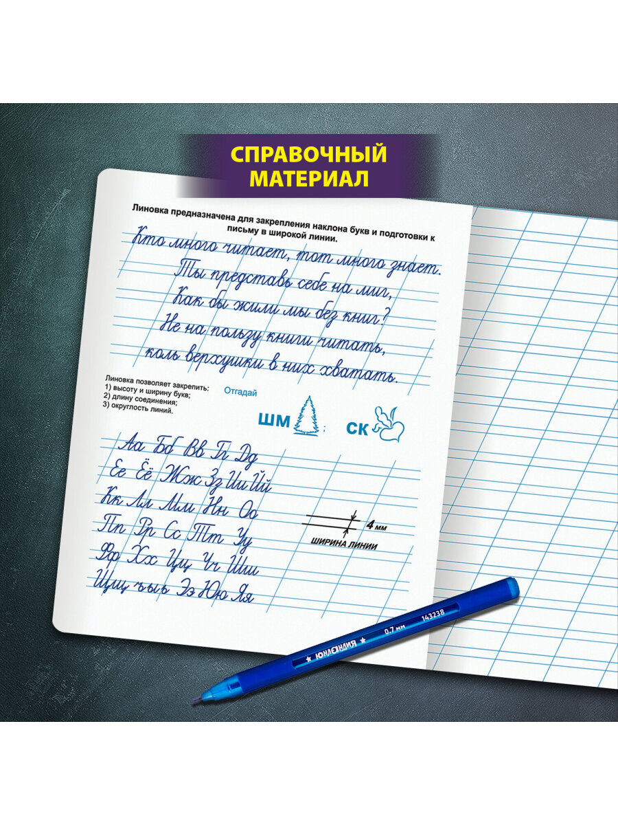 Общая тетрадь Юнландия косая линейка 12 лист. 10 шт. - фото 2