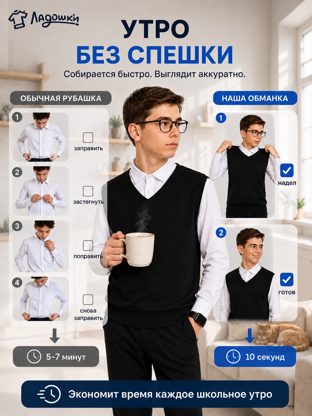 Джемпер-обманка ЛАДОШКИ Джемпер-обманка Стив-1 черный - фото 10