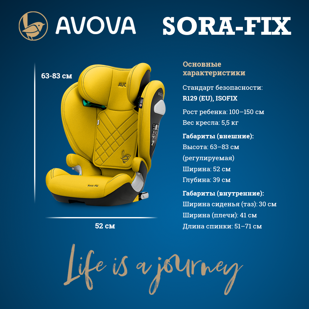 Автокресло Avova Sora-Fix Isofix 2/3 (15-36 кг) желтый - фото 5
