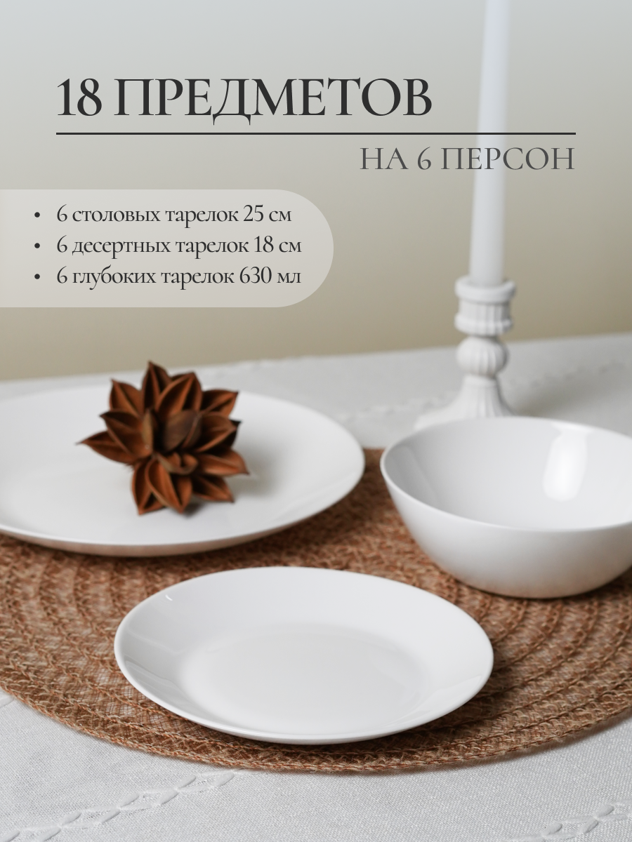 Столовый сервиз OLAFF из стеклокерамики 18 предметов 6 персон - фото 3
