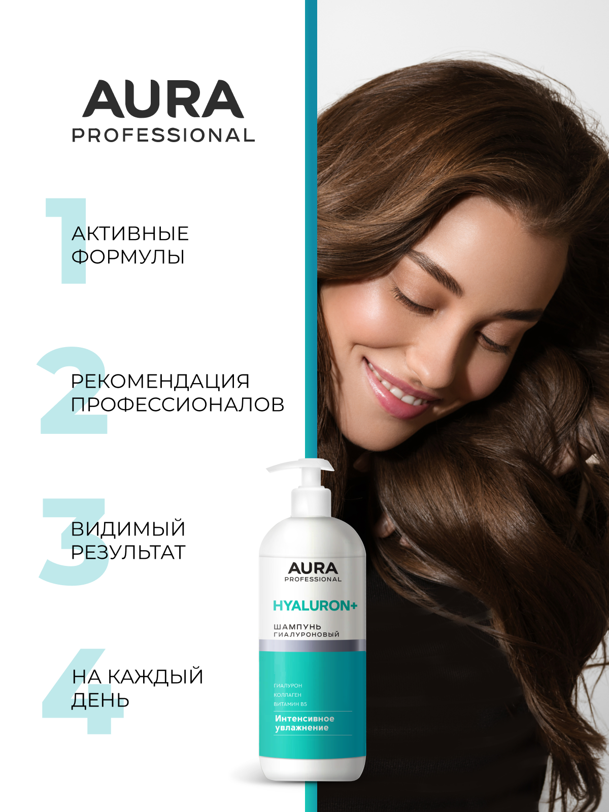 Шампунь AURA Интенсивное увлажнение 1000 мл - фото 3