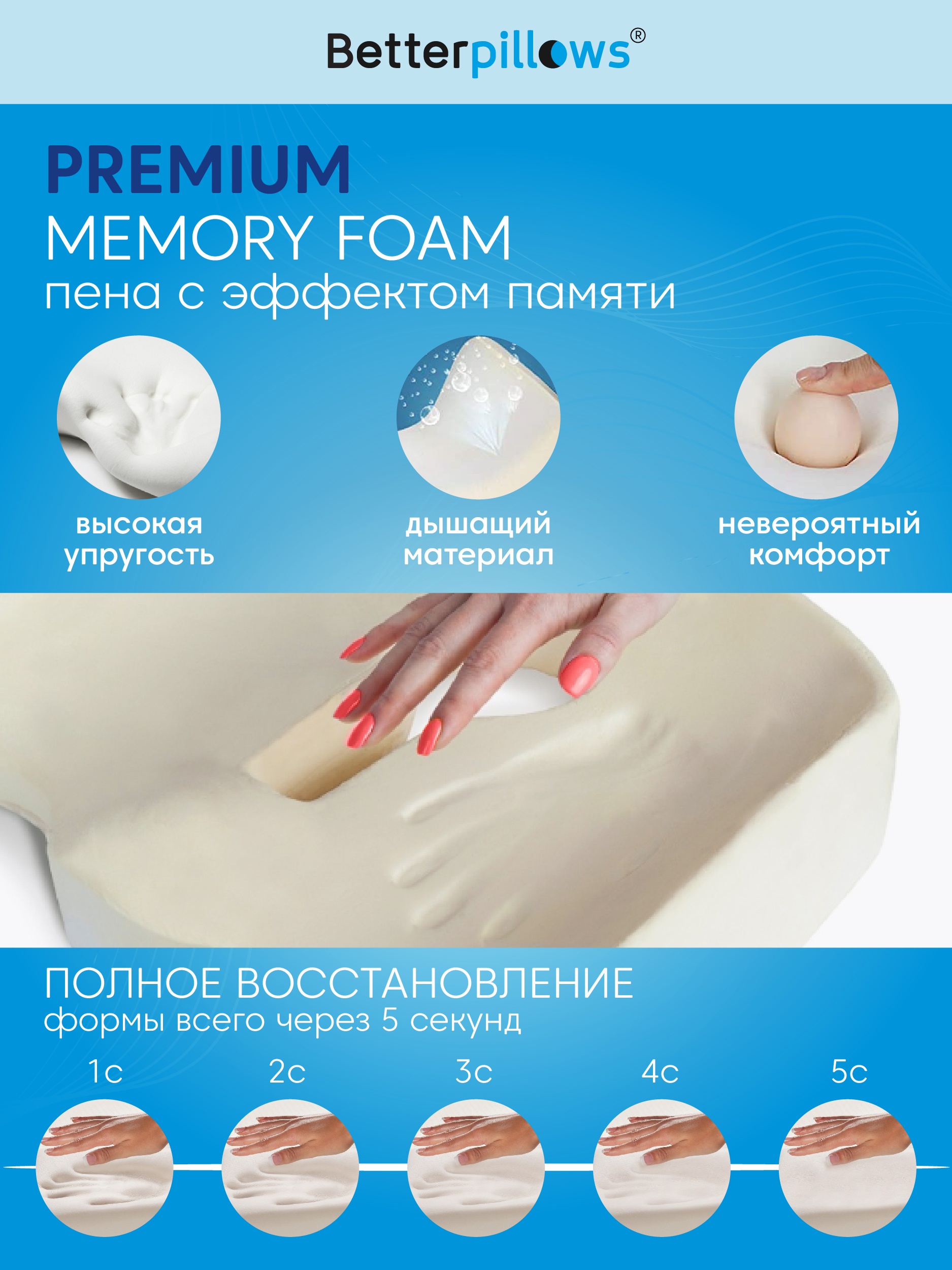 Подушка ортопедическая для сидения Betterpillows с эффектом памяти для детей и взрослых - фото 5