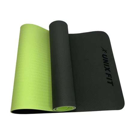 Коврик для йоги и фитнеса UNIX Fit двусторонний 180 х 61 х 0.6 см зеленый