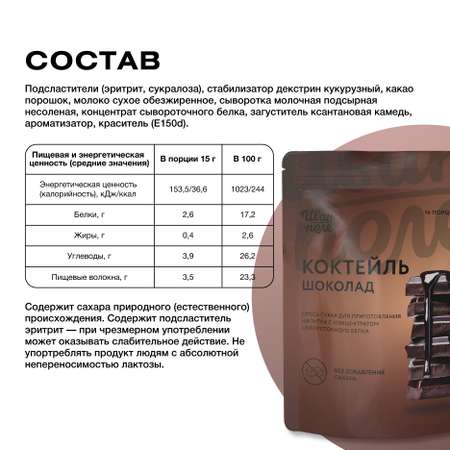 Протеиновый молочный коктейль Иван-поле Шоколад без сахара для похудения 210 г