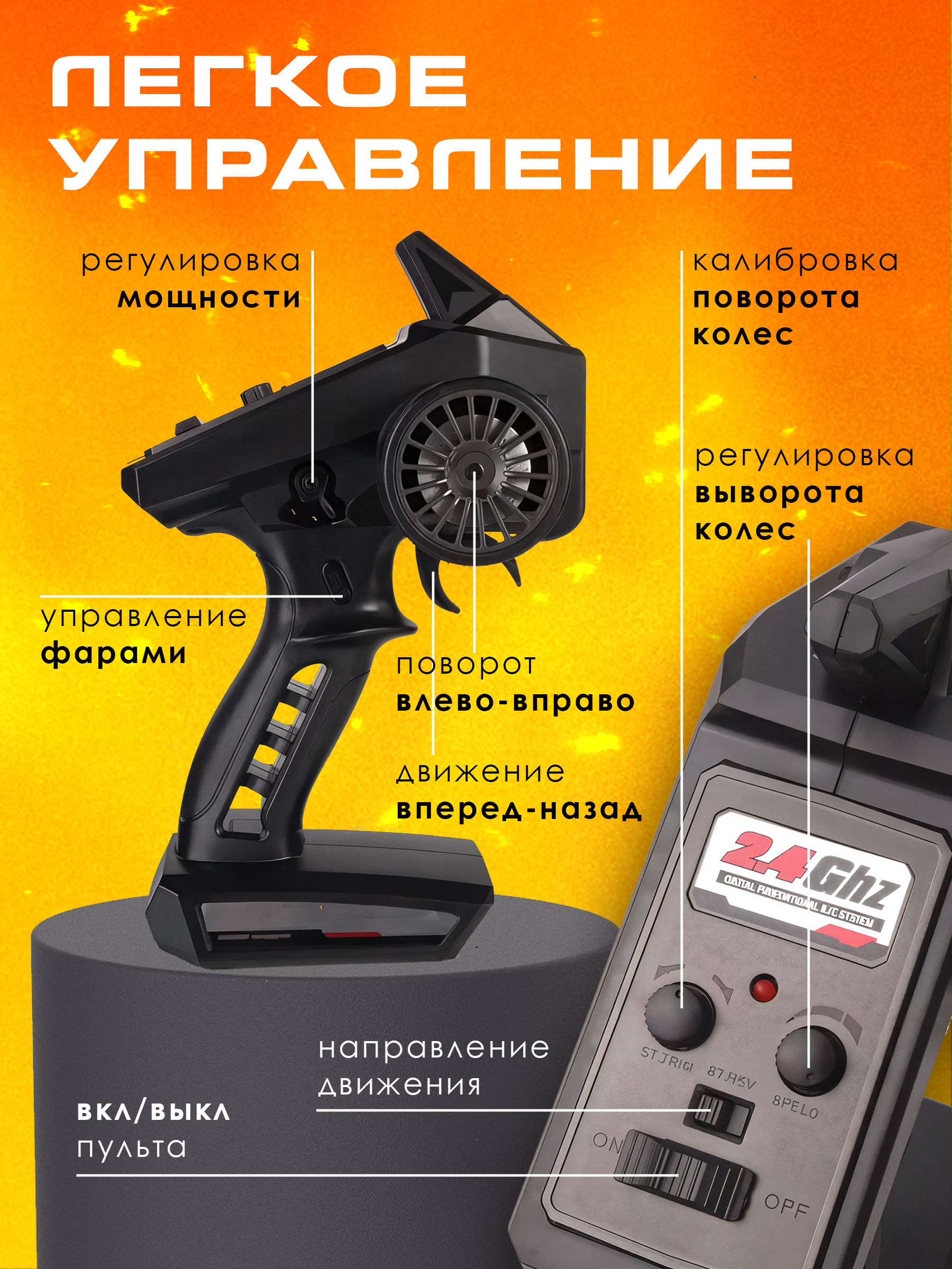 Автомобиль РУ BAZUMI Машинка джип большая с пультом 1:16 - фото 2