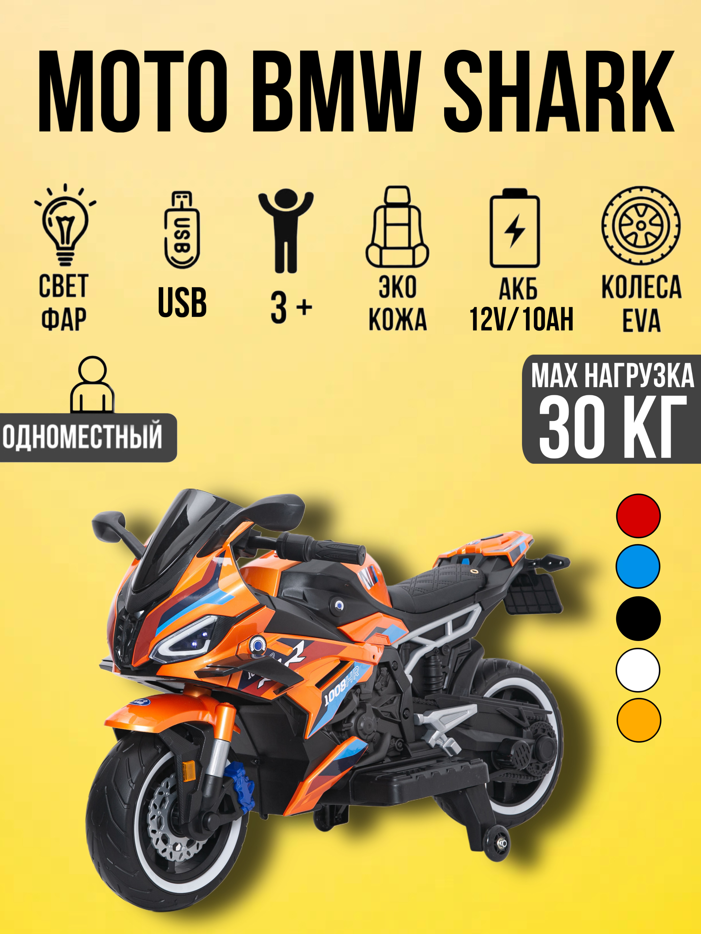 Электромотоцикл TOYLAND BMW S1000RR Shark - фото 1