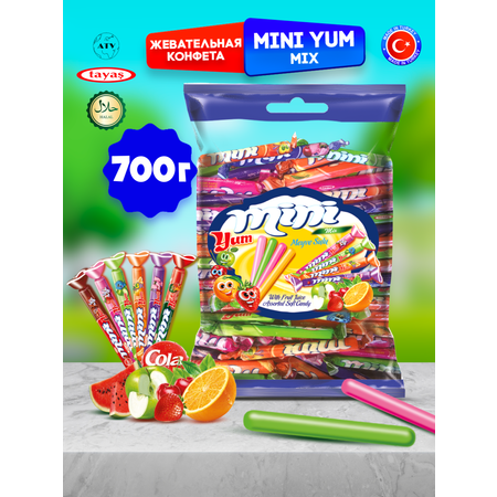 Жевательные палочки TAYAS конфетки ассорти MINIYUM 4 вкуса 700г.