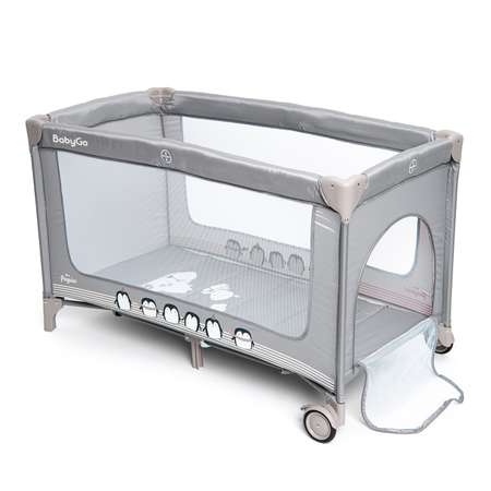 Манеж кровать BabyGo Play Box New серый