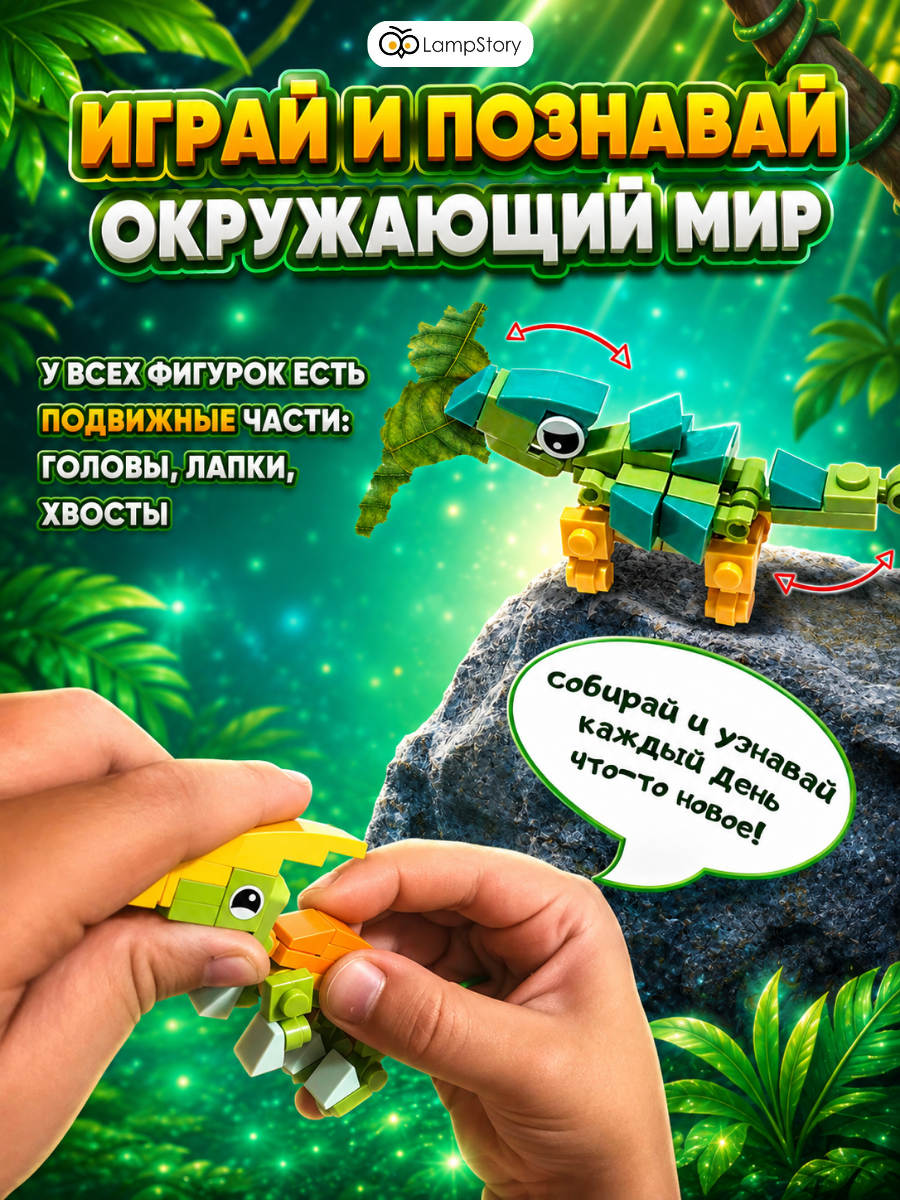 Конструктор LampStory Динозавры 405 дет. - фото 6