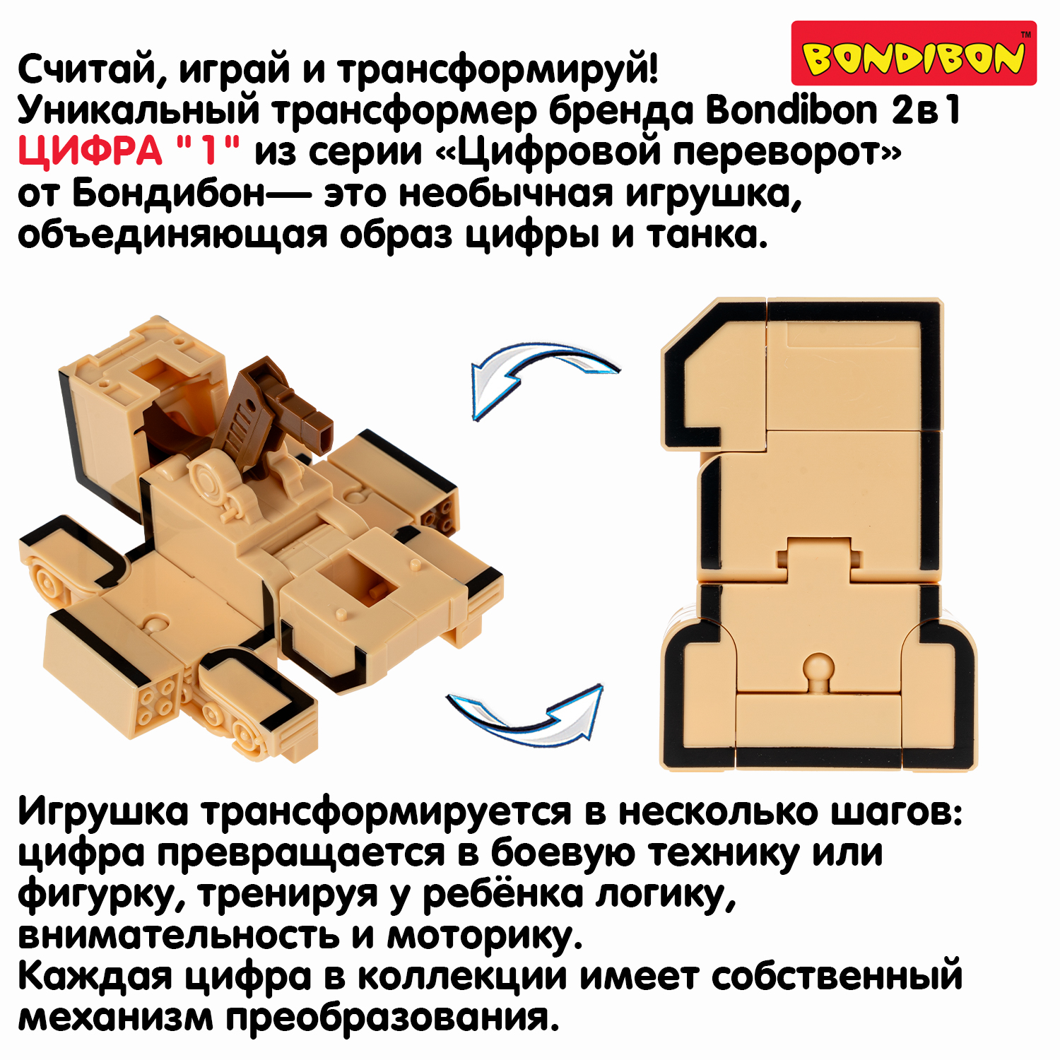 Фигурка Bondibon трансформер Робот Цифра 2в1 - фото 8