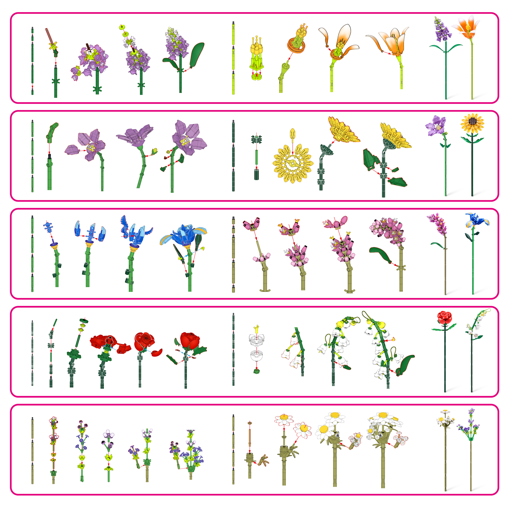 Конструктор Zuru Max Flowers (1 цветок) Серия 1 блочный - фото 8