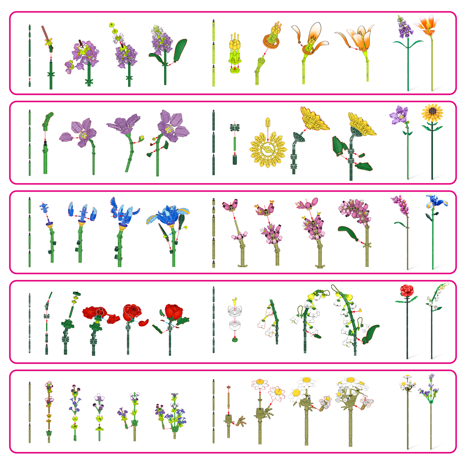 Конструктор Zuru Max Flowers (1 цветок) Серия 1 блочный - фото 8