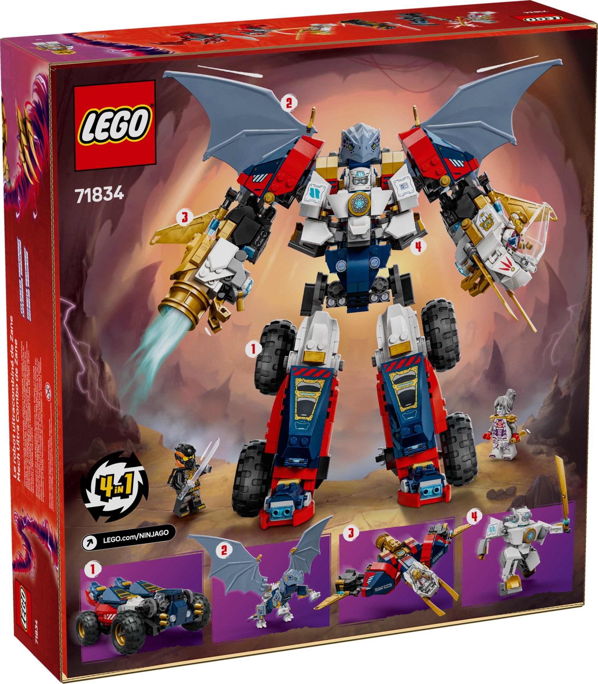 Изображение товара Конструктор LEGO Ninjago 71834 Ультра комбо-робот Зейна 4 в 1 390 деталей