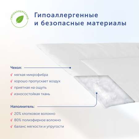 Анатомическая подушка buyson BuyMini для новорожденных от 0 до 3 лет 35х55 см высота 3 см