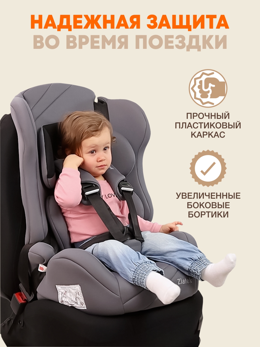 Автокресло ZLATEK Atlantic lux 1/2/3 (9-36 кг) серый - фото 4