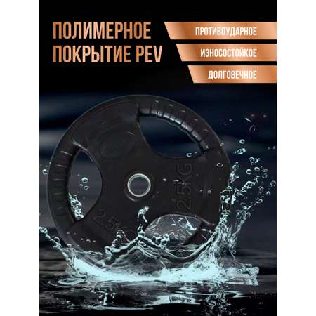 Диск обрезиненный Perfetto Sport с тремя хватами 2,5 кг 2 шт PS-826