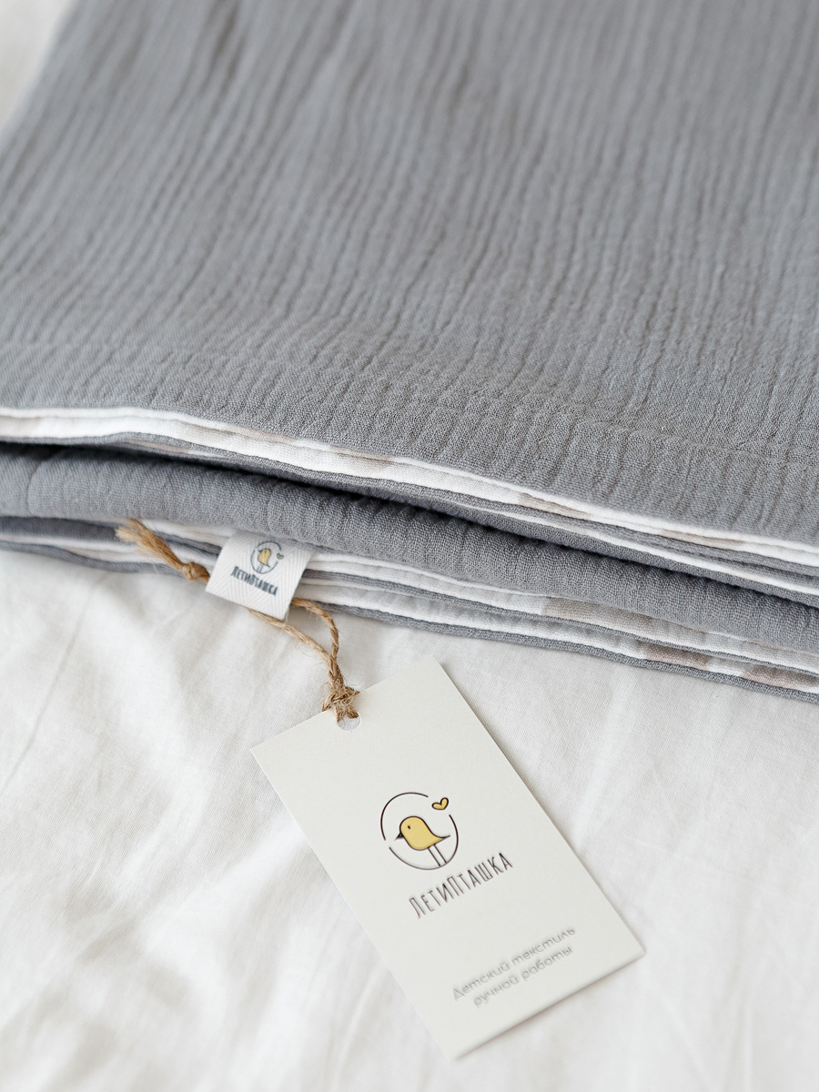 Плед ЛетиПташка Серый 95 x 130 см хлопок - фото 5