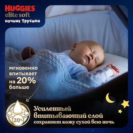 Трусики Huggies Elite Soft ночные 4 (9-14 кг) 19 шт.