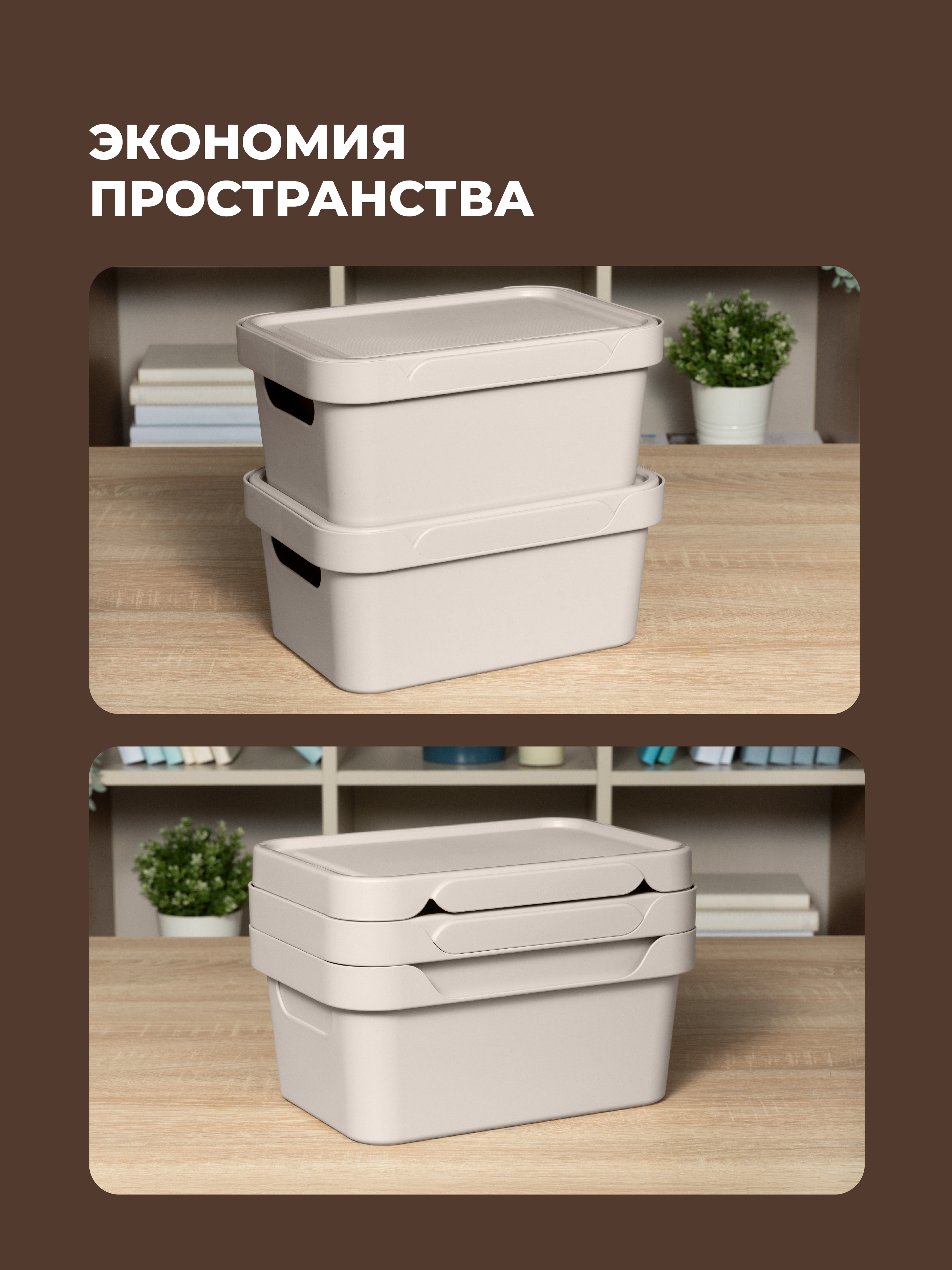 Набор ящиков с крышкой Econova Универсальные 27х19х12 см 4 и 6л - фото 4