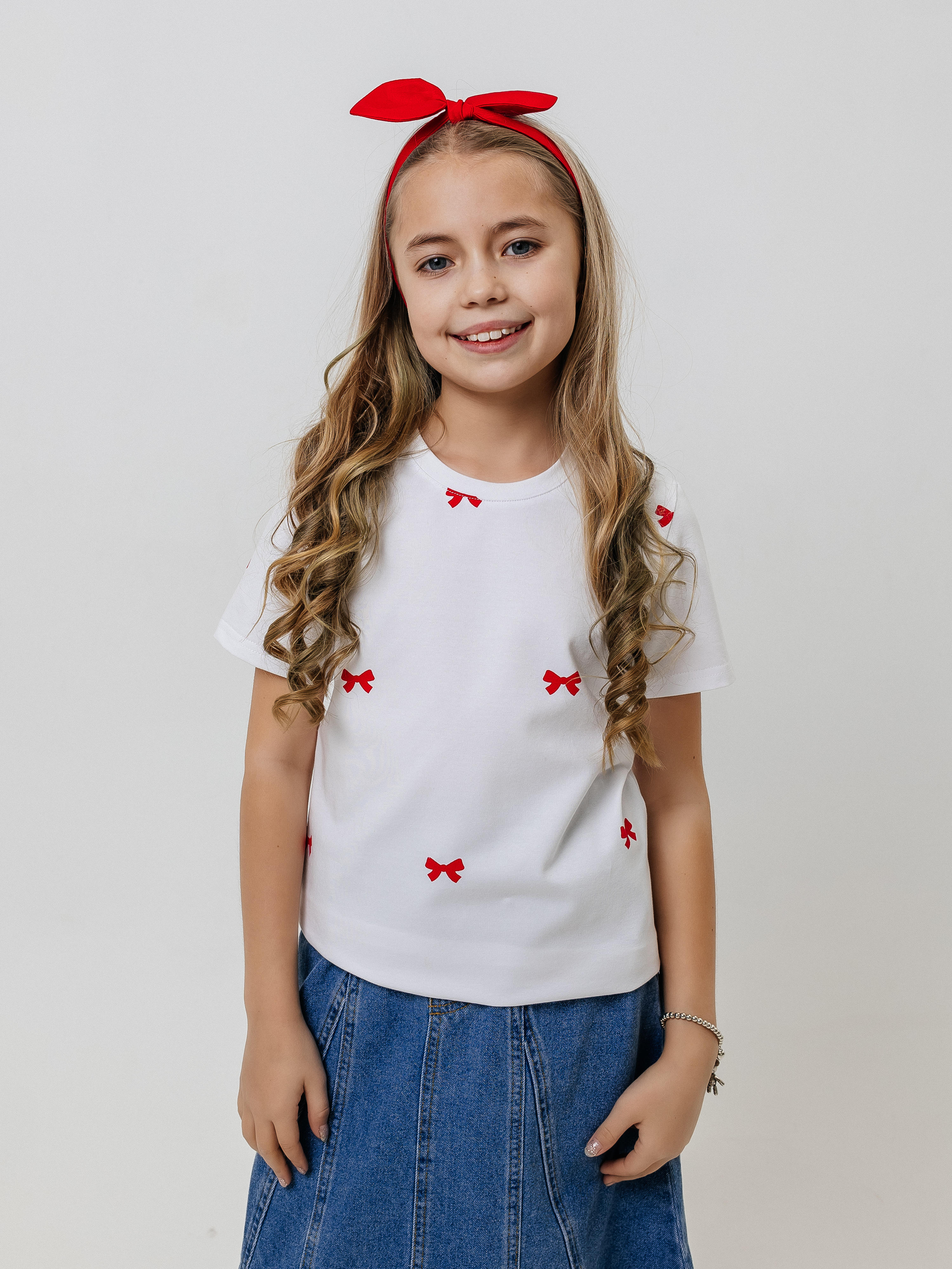 Футболка Селтекс Ю_ФК34 белый/бантик красный - фото 7