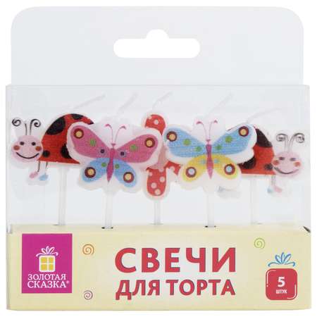 Свечи для торта Золотая сказка на шпажках фигурные 5 шт 25х3 см