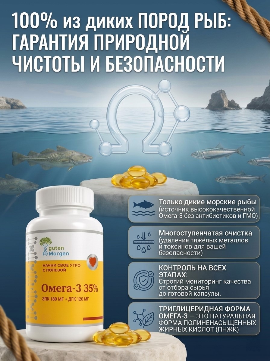 Омега 3 капсулы Guten Morgen рыбий жир в капсулах взрослым - фото 9